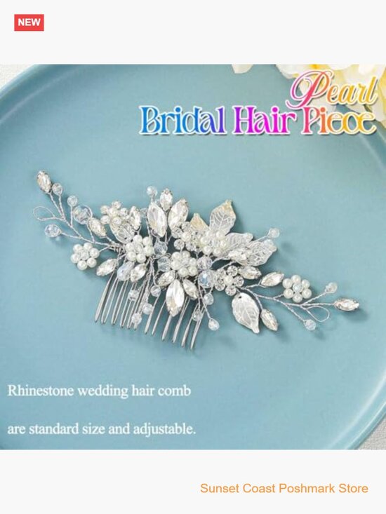 Wedding Hair Comb Pearl Crystal Side Hair Accessory for Bridal Updo main image 6